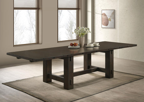 Coaster Calandra 121-inch Extension Leaf Dining Table Vintage Java