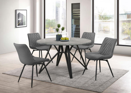 Coaster Neil 5-piece Round Dining Table Set Concrete Gunmetal
