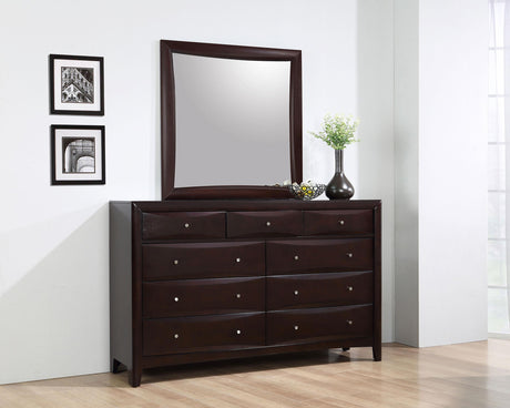 Coaster Phoenix 9-drawer Dresser with Mirror Cappuccino