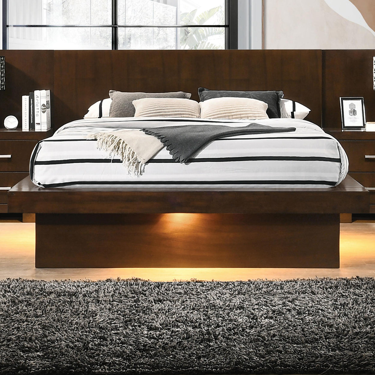 Coaster Jessica Wood California King LED Panel Bed Cappuccino