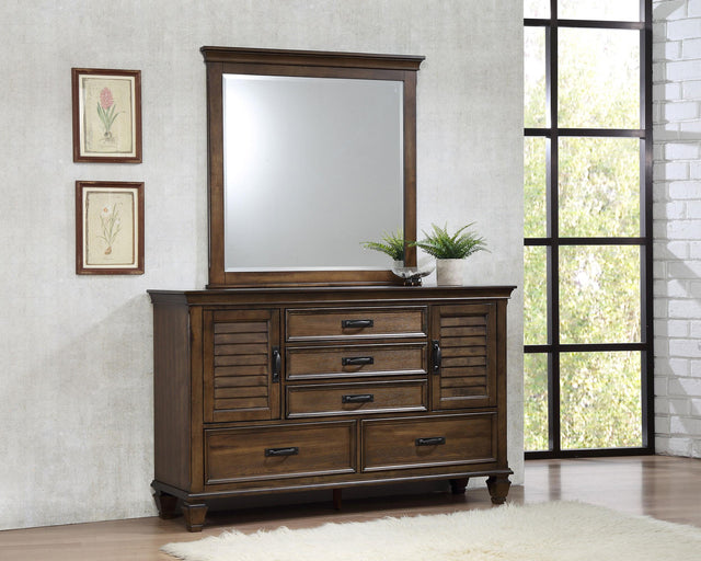 Coaster Franco 5-drawer Dresser with Mirror Burnished Oak