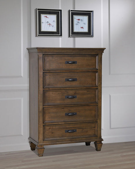 Coaster Franco 5-drawer Bedroom Chest Burnished Oak