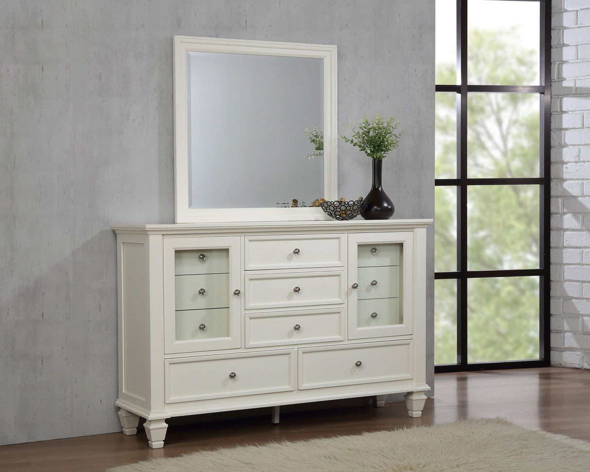 Coaster Sandy Beach 11-drawer Dresser with Mirror Cream White
