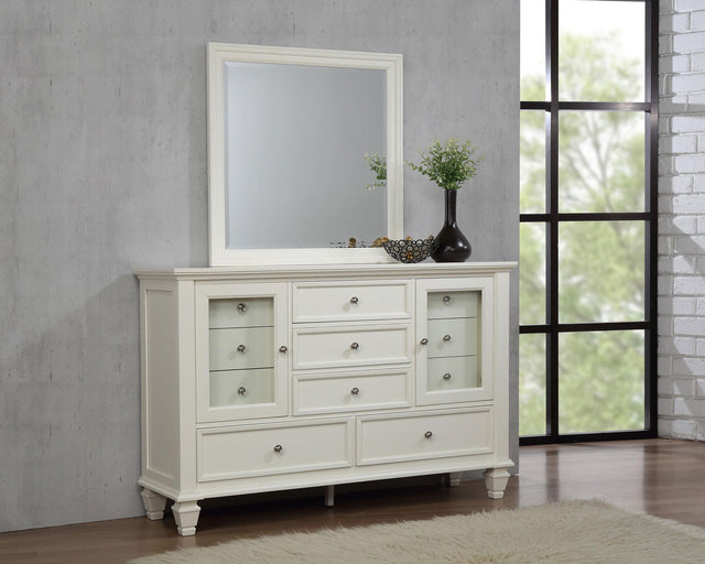 Coaster Sandy Beach 11-drawer Dresser with Mirror Cream White