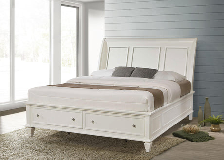 Coaster Sandy Beach Wood Eastern King Storage Panel Bed Cream White
