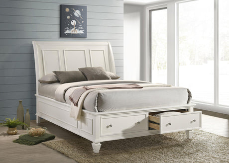 Coaster Sandy Beach California King Storage Panel Bed Cream White