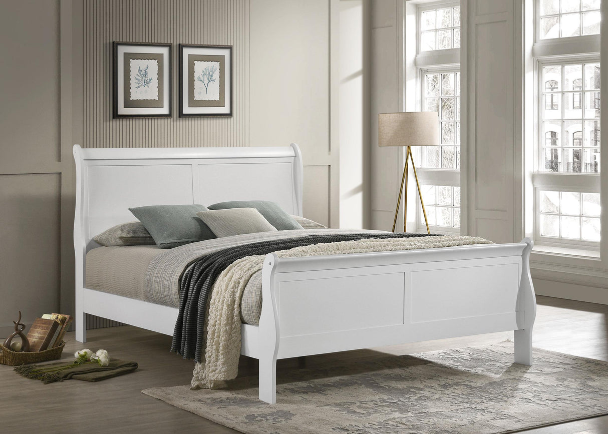 Coaster Louis Philippe 47-inch Eastern King Sleigh Panel Bed White