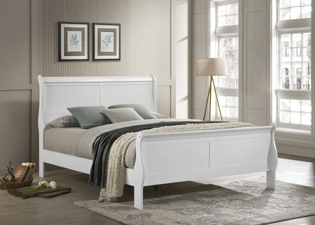 Coaster Louis Philippe 47-inch Queen Sleigh Panel Bed White