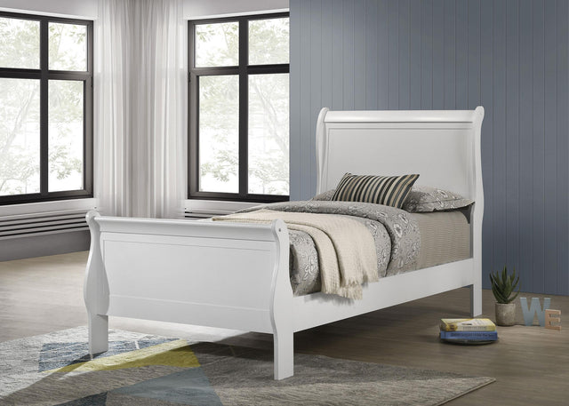 Coaster Louis Philippe 47-inch Twin Sleigh Panel Bed White