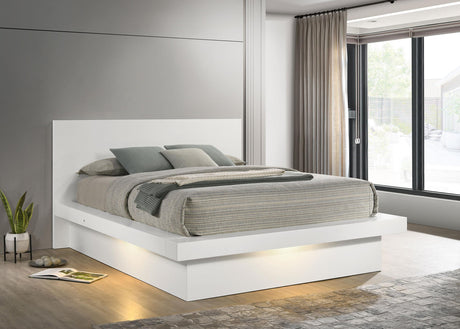 Coaster Jessica Wood Queen LED Panel Bed Cream White