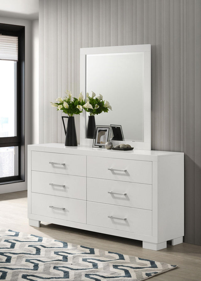 Coaster Jessica 6-drawer Dresser with Mirror Cream White