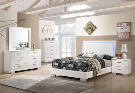 Coaster Felicity 5-piece Full Bedroom Set White High Gloss