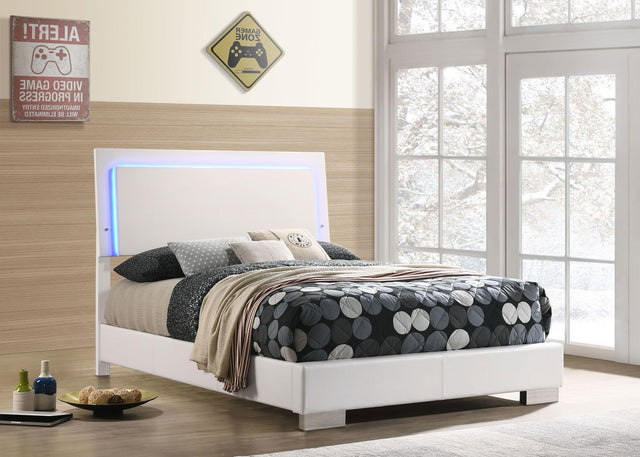 Coaster Felicity Wood Full LED Panel Bed White High Gloss
