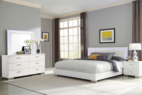 Coaster Felicity 4-piece California King Bedroom Set White Gloss