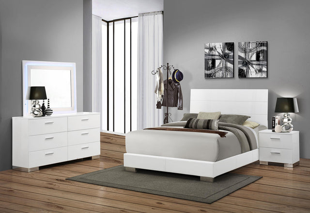 Coaster Felicity 4-piece Eastern King Bedroom Set White High Gloss