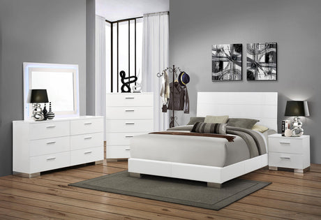 Coaster Felicity 5-piece Eastern King Bedroom Set White High Gloss
