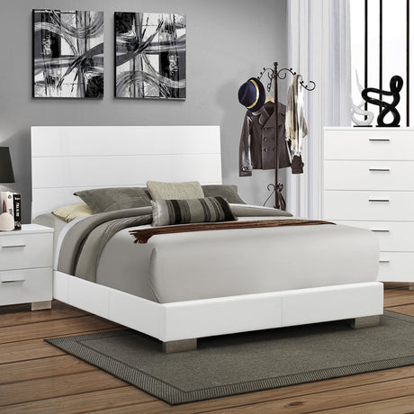 Coaster Felicity Wood California King Panel Bed White High Gloss
