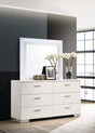 Coaster Felicity 6-drawer Dresser with LED Mirror White High Gloss