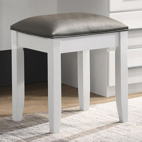 Coaster Felicity Upholstered Vanity Stool Metallic and Glossy White