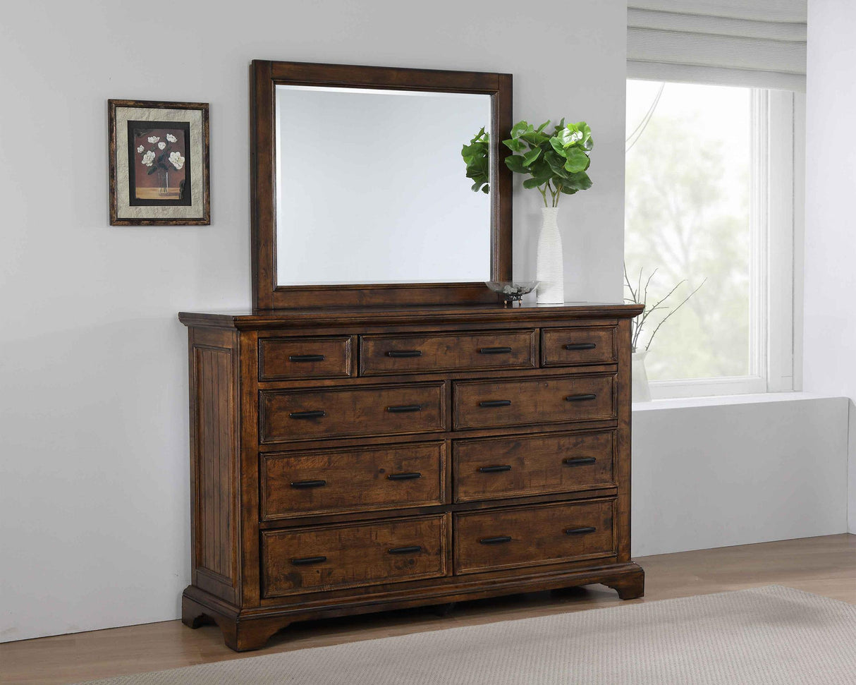 Coaster Elk Grove 9-drawer Dresser with Mirror Vintage Bourbon