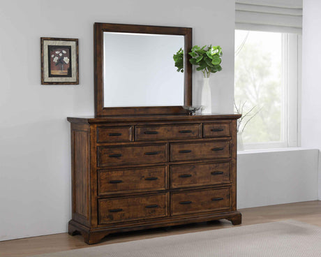Coaster Elk Grove 9-drawer Dresser with Mirror Vintage Bourbon