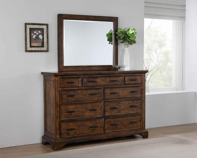 Coaster Elk Grove 9-drawer Dresser with Mirror Vintage Bourbon