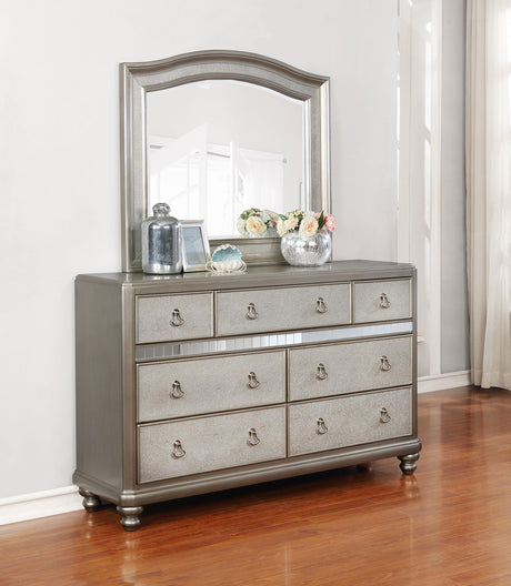 Coaster Bling Game 7-drawer Dresser with Mirror Metallic Platinum
