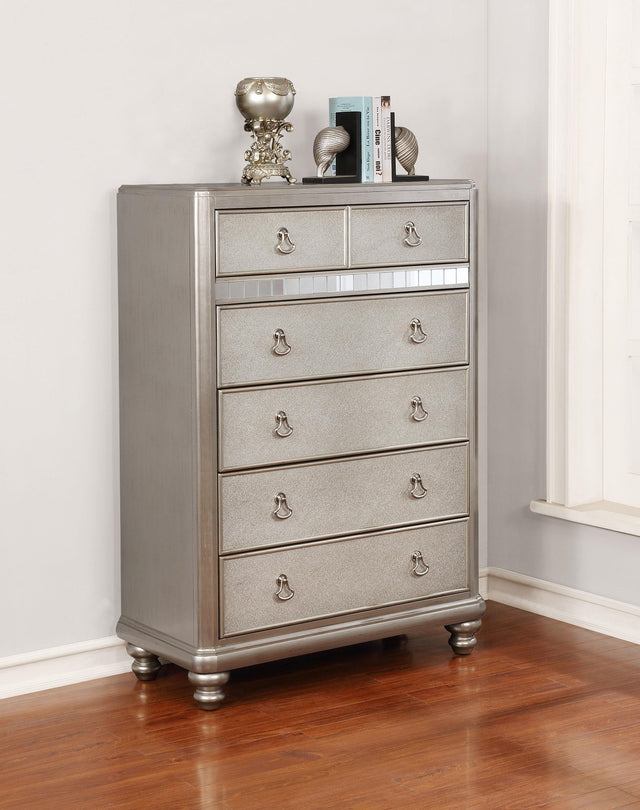 Coaster Bling Game 6-drawer Bedroom Chest Metallic Platinum