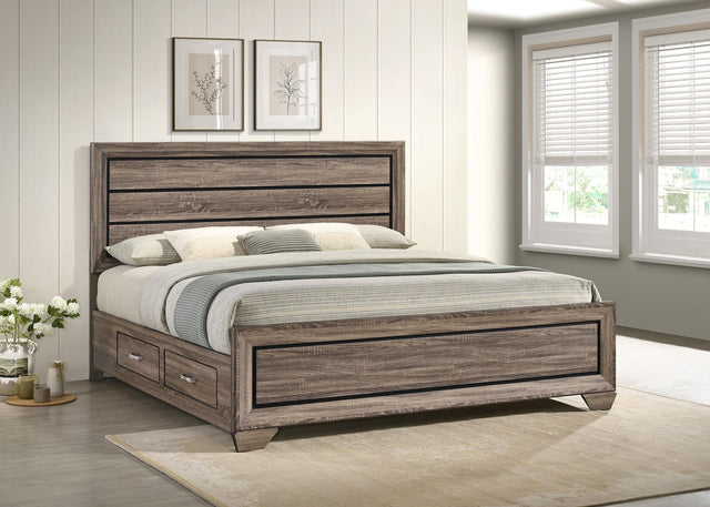 Coaster Kauffman Wood Eastern King Storage Panel Bed Washed Taupe
