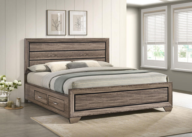 Coaster Kauffman Wood California King Storage Panel Bed Washed Taupe