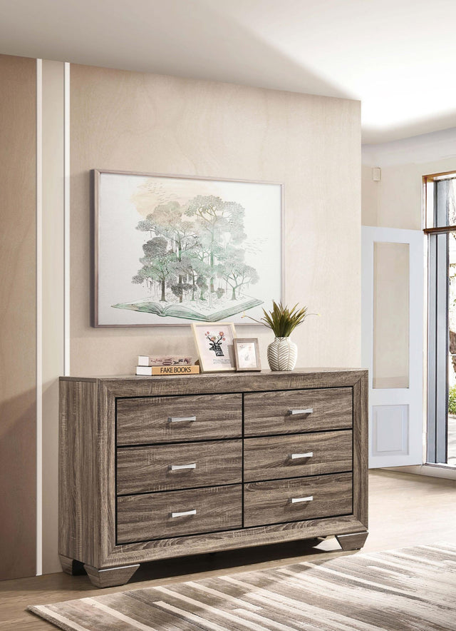 Coaster Kauffman 6-drawer Dresser Washed Taupe