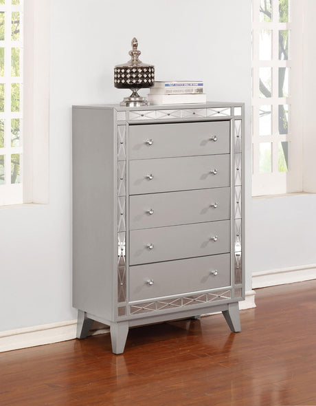 Coaster Leighton 5-drawer Bedroom Chest Metallic Mercury