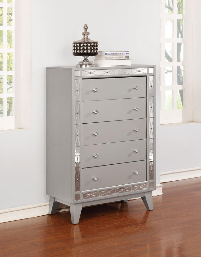 Coaster Leighton 5-drawer Bedroom Chest Metallic Mercury