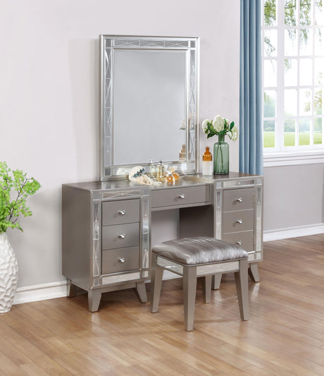 Coaster Leighton Vanity Table Set with Stool Metallic Mercury