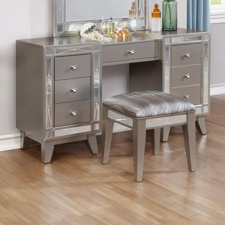 Coaster Leighton Vanity Table and Stool Set Metallic Mercury