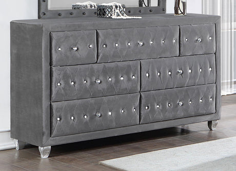 Coaster Deanna 7-drawer Upholstered Dresser Grey