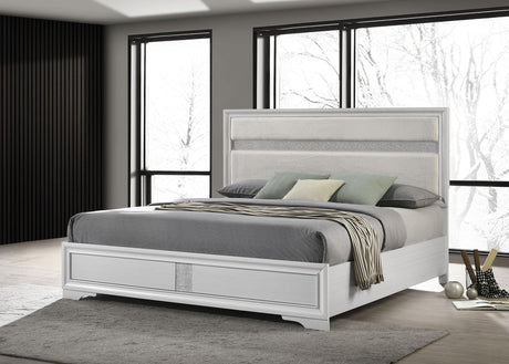 Coaster Miranda 54-inch Upholstered Eastern King Panel Bed White