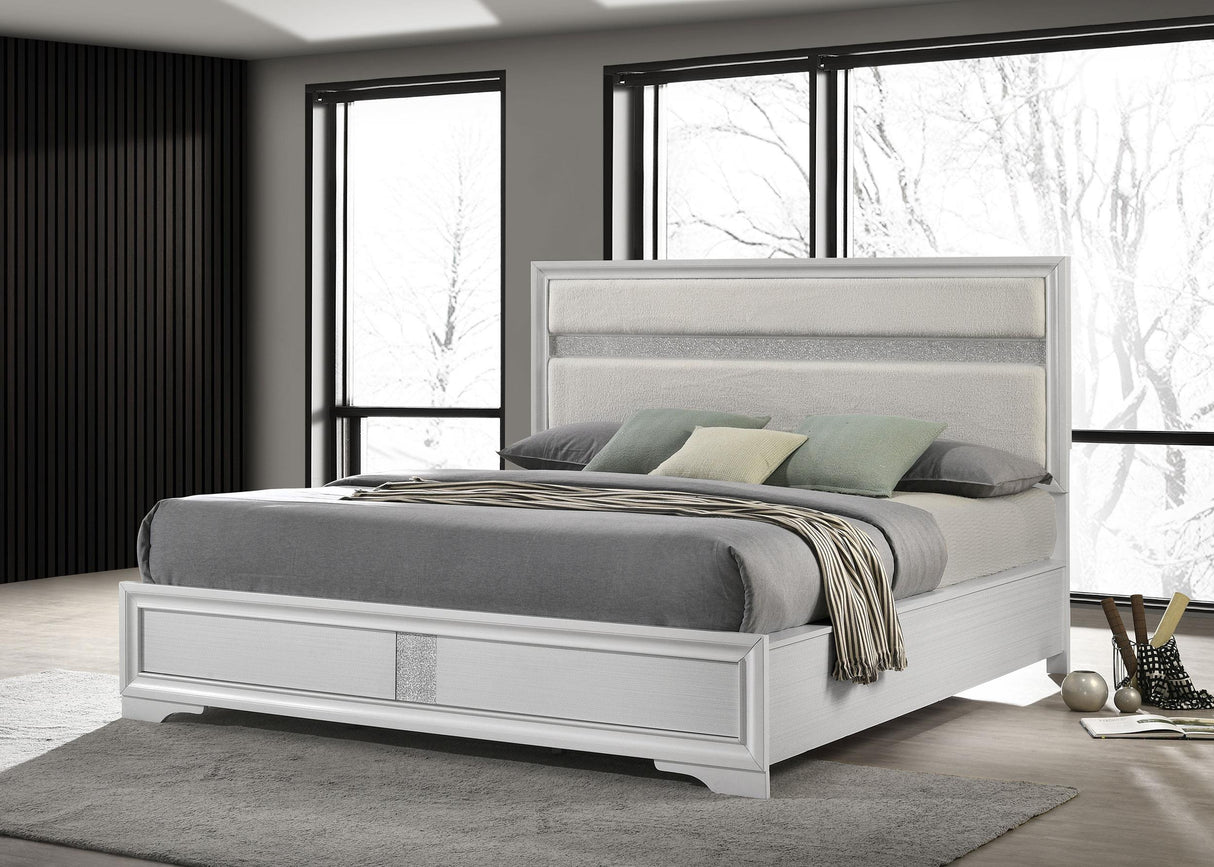 Coaster Miranda 54-inch Upholstered California King Panel Bed White