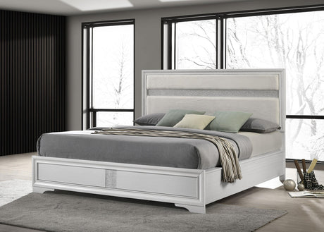 Coaster Miranda 54-inch Upholstered California King Panel Bed White