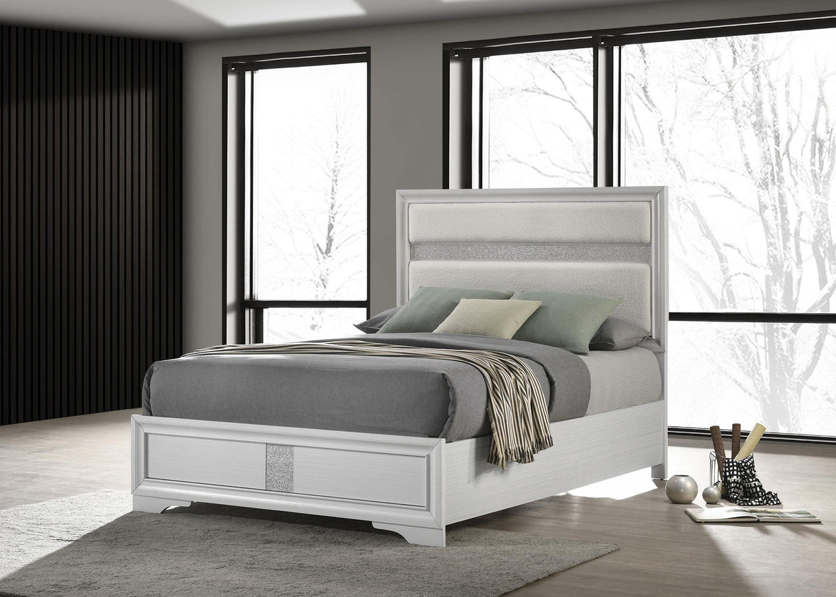Coaster Miranda 54-inch Upholstered Queen Panel Bed White