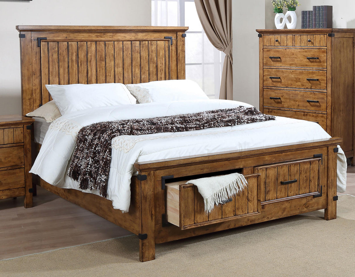 Coaster Brenner Wood Eastern King Storage Panel Bed Rustic Honey