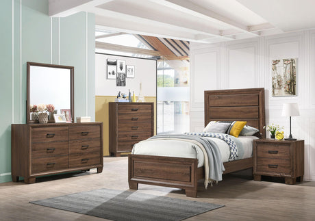 Coaster Brandon 5-piece Twin Bedroom Set Warm Brown