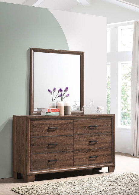 Coaster Brandon 6-drawer Dresser with Mirror Warm Brown