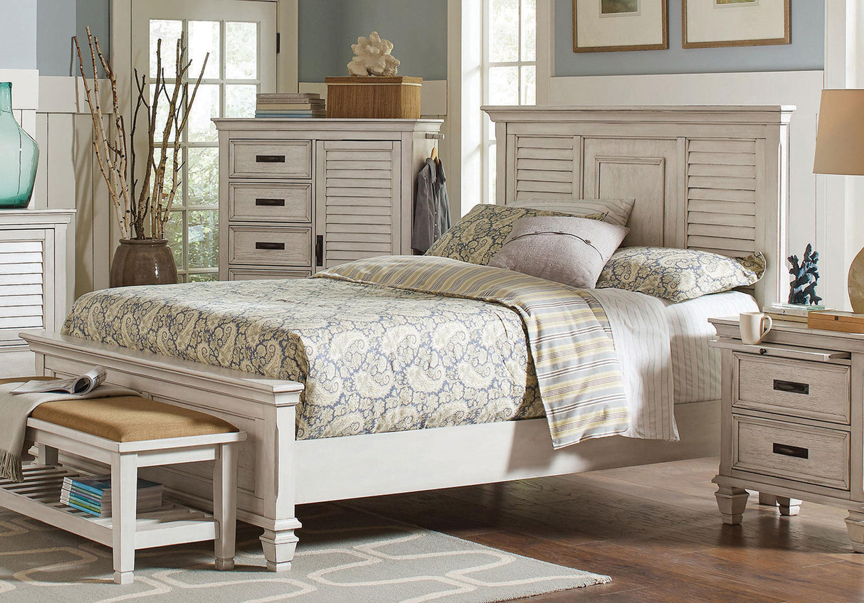 Coaster Franco Wood Eastern King Panel Bed Distressed White