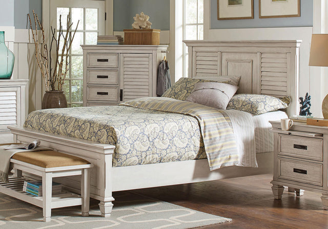 Coaster Franco Wood California King Panel Bed Distressed White
