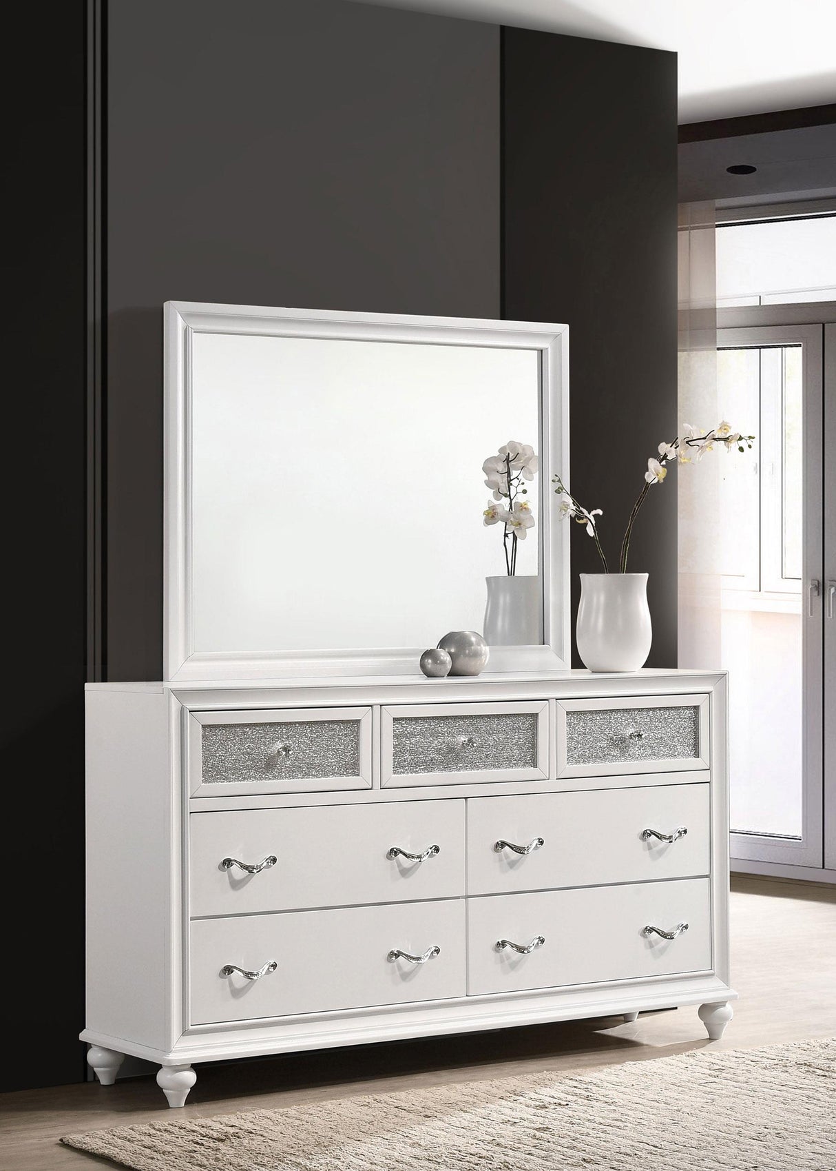 Coaster Barzini 7-drawer Dresser with Mirror White