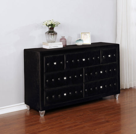 Coaster Deanna 7-drawer Upholstered Dresser Black