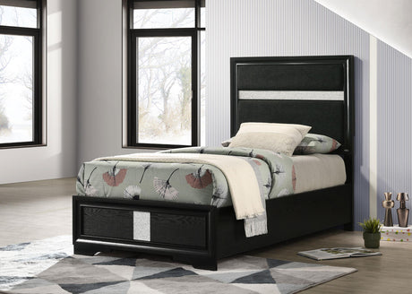 Coaster Miranda 54-inch Upholstered Twin Panel Bed Black