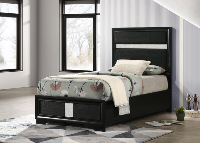 Coaster Miranda 54-inch Upholstered Twin Panel Bed Black