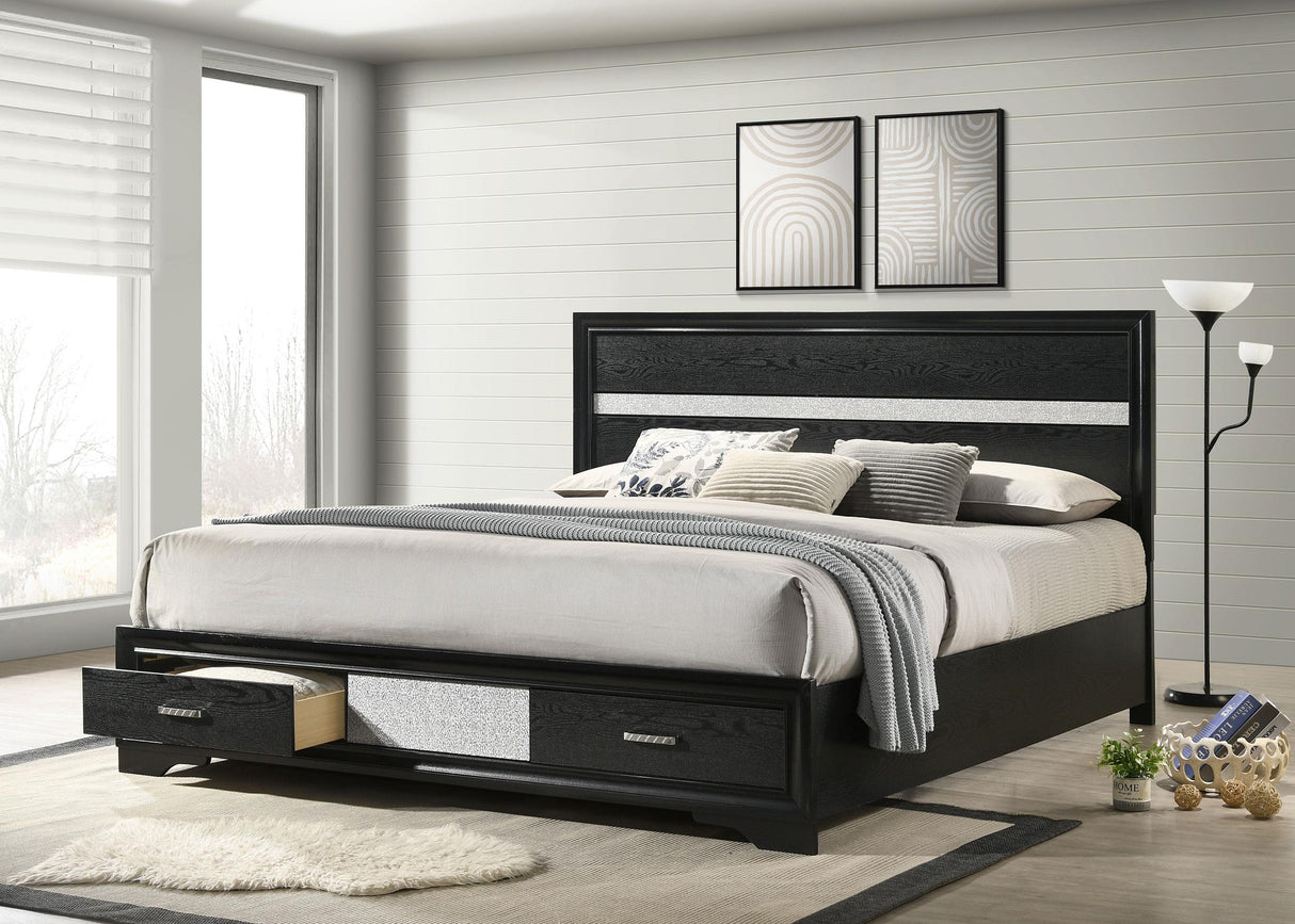Coaster Miranda 51-inch Wood California King Storage Panel Bed Black